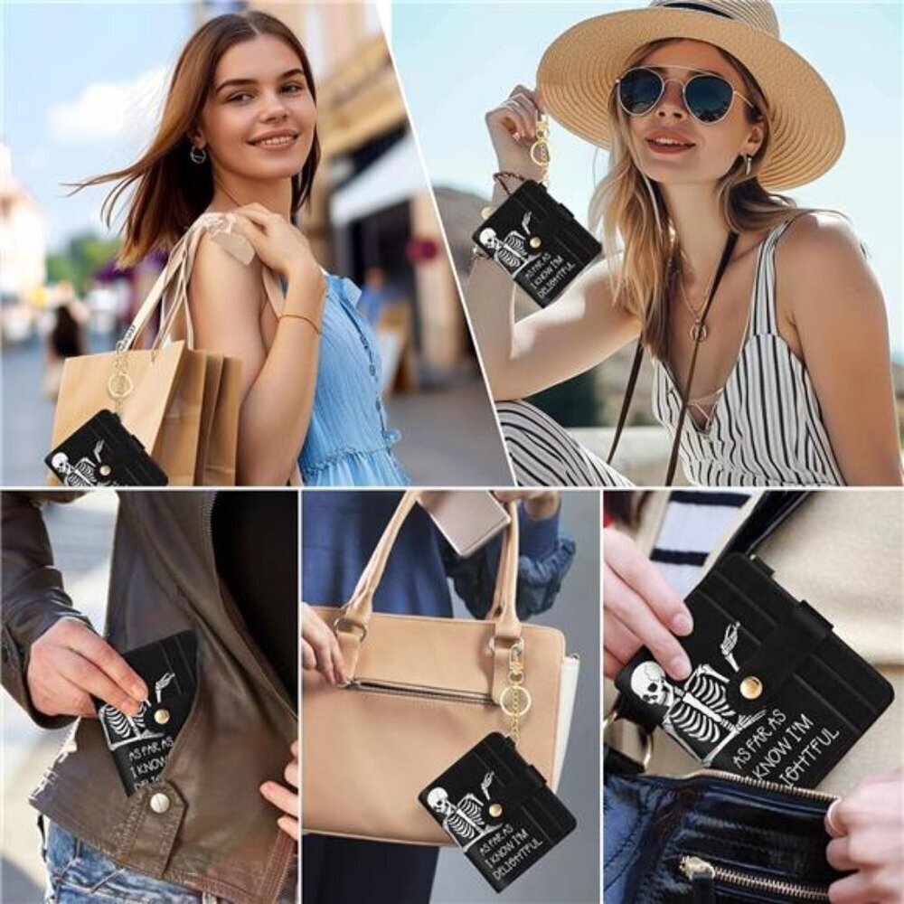 Slim RFID Women Wallet Skull Design Credit Card - Picture 3 of 7